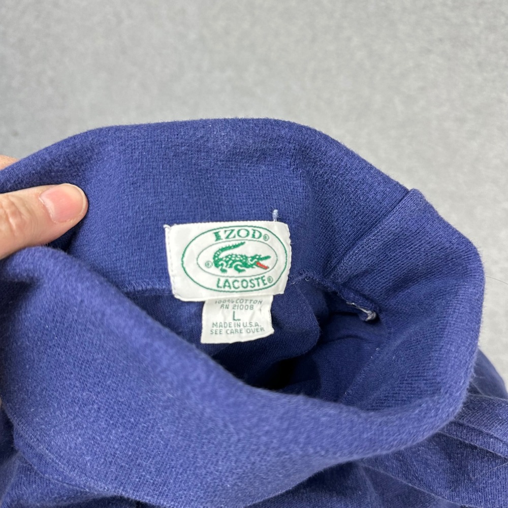 Vintage Izod Lacoste Mens Navy Blue Turtleneck Sweater Cotton Made in USA Large - Picture 4 of 9